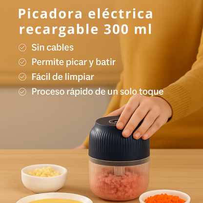 Mini Picadora Eléctrica Recargable 300 ml  One-Touch